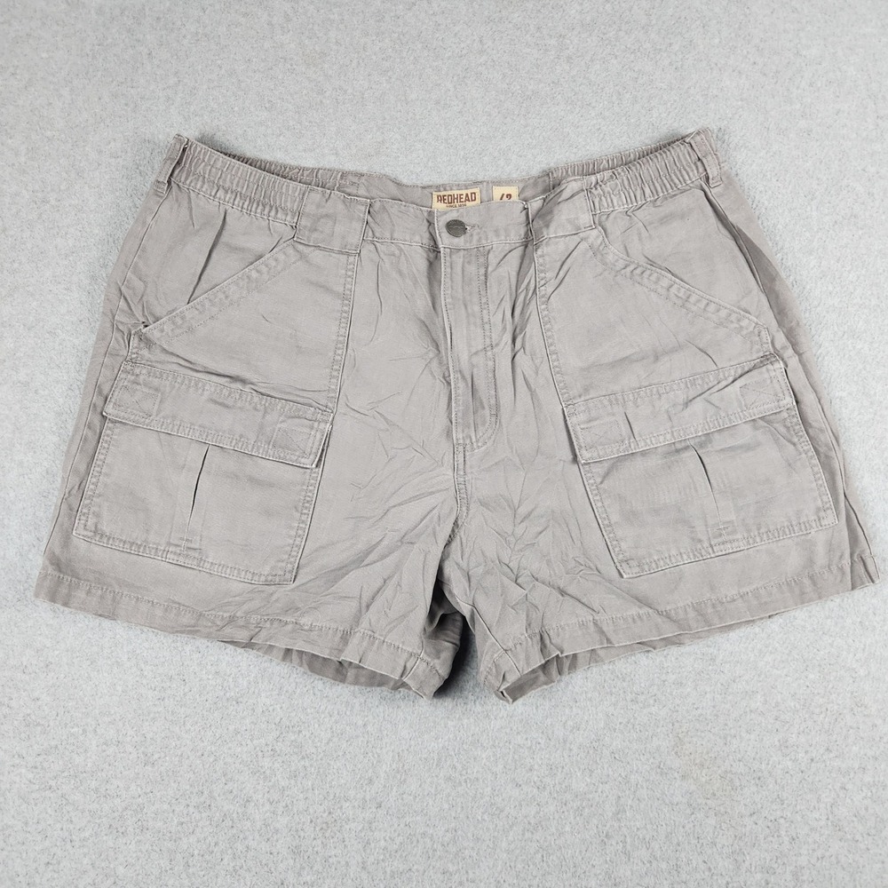 RedHead Cargo Shorts Mens 42 Gray Canvas Elastic Waist Utility Hiking Outdoor